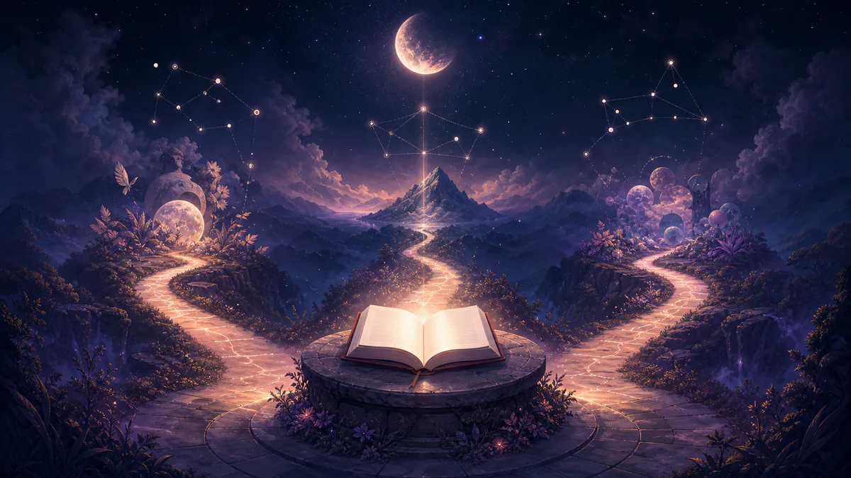 Dreamlike editorial illustration for Best Dream Journal Apps 2026