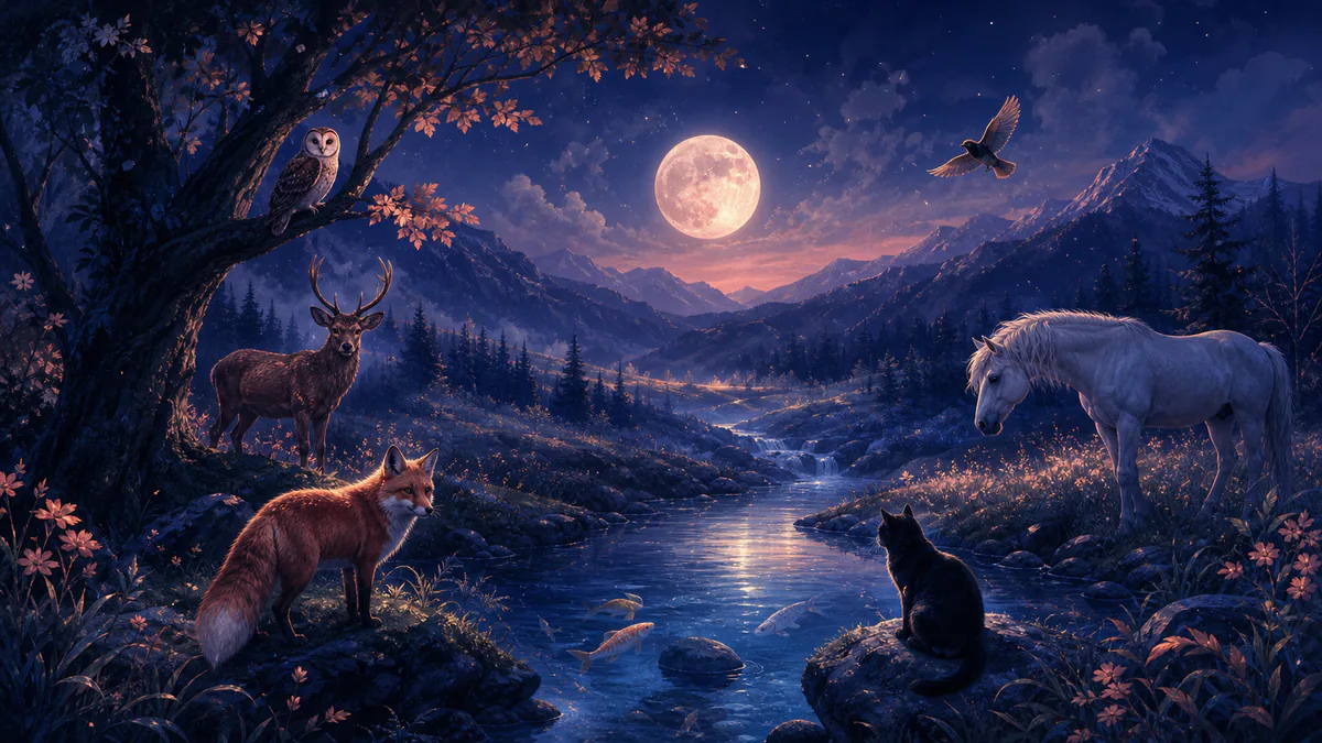 Dreamlike editorial illustration for Animals Dream Symbols