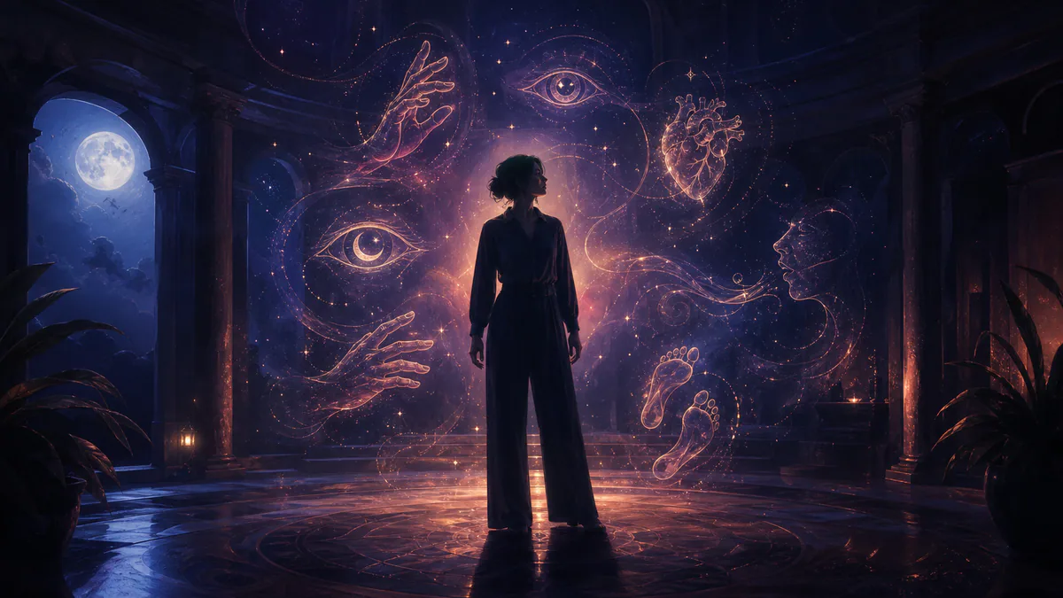 Dreamlike editorial illustration for Body Dream Symbols
