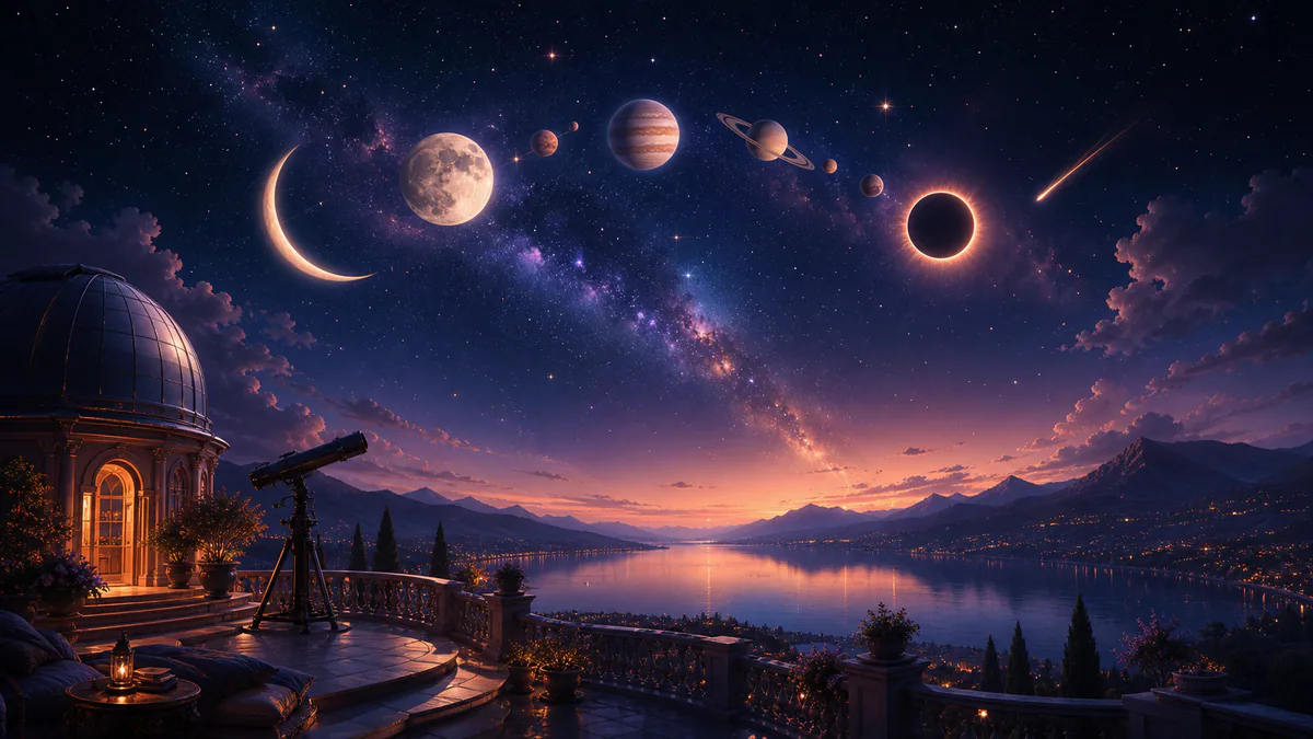 Illustrazione editoriale onirica per «Simboli dei sogni: Celeste»