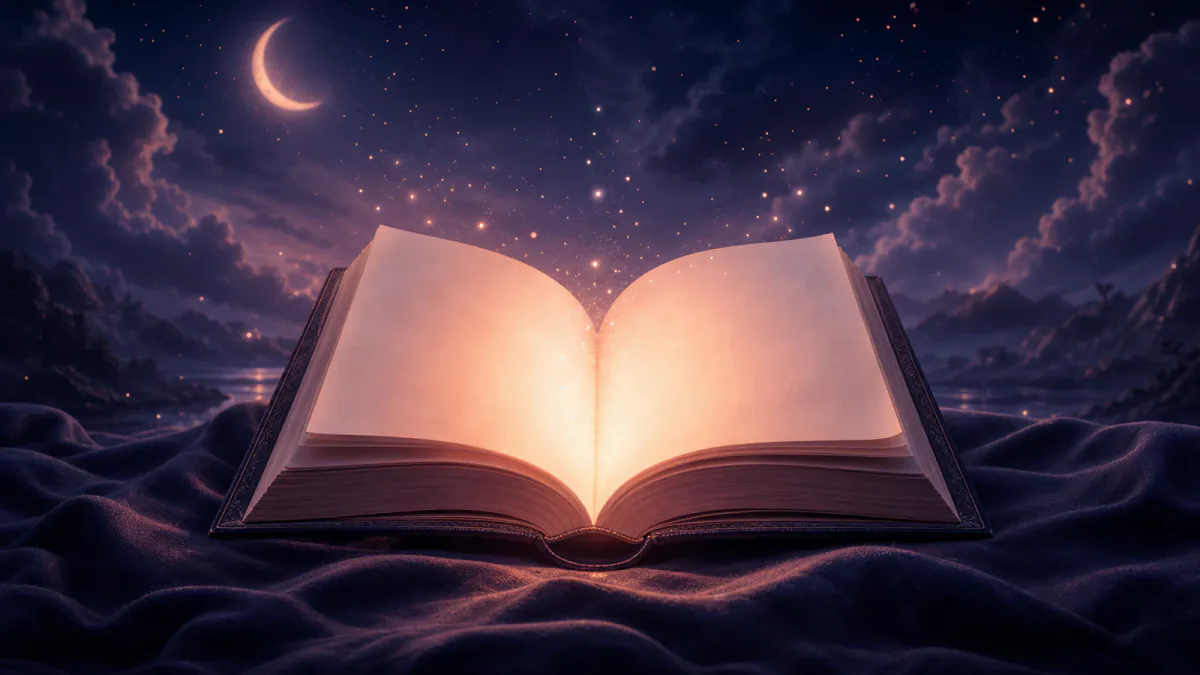 Illustrazione onirica che rappresenta il simbolo Libro