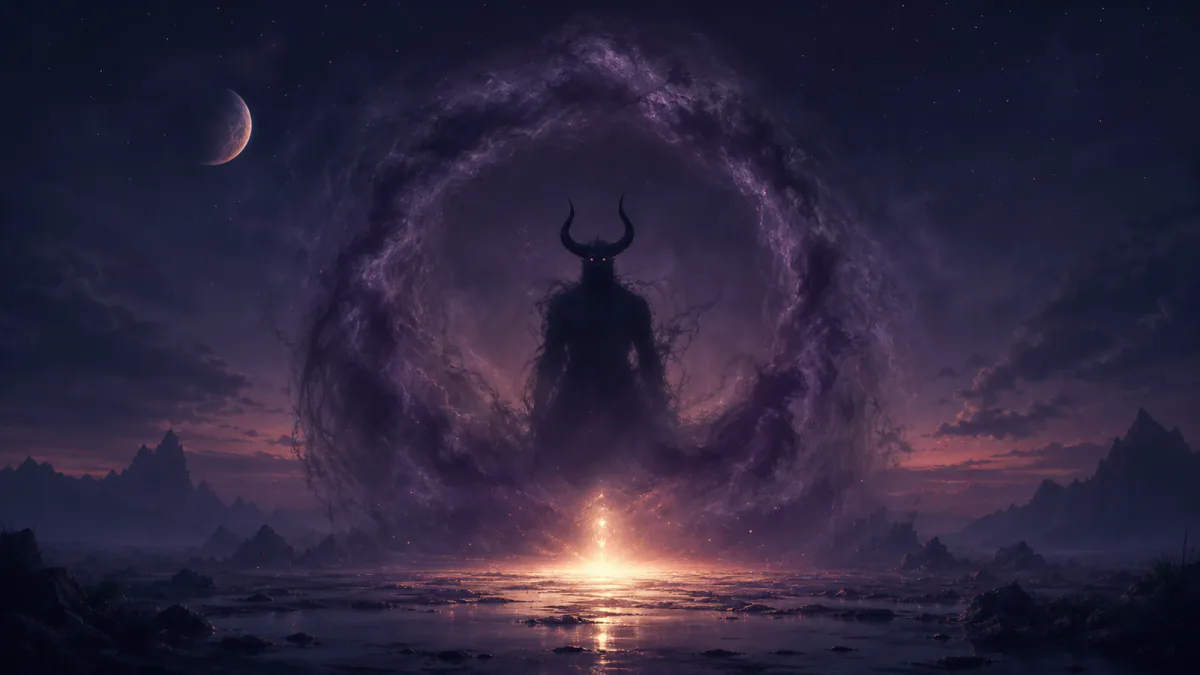 Ilustración onírica que representa el símbolo Demonio