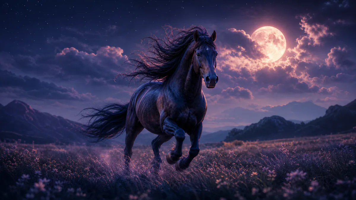 Ilustración onírica que representa el símbolo Caballo