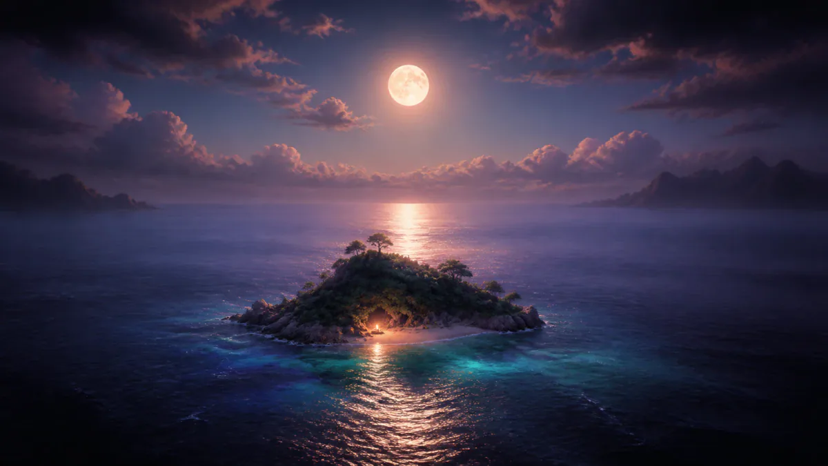 Traumhafte Illustration des Symbols Insel