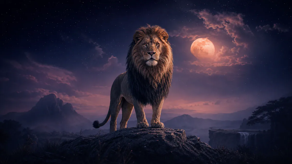 Illustration onirique représentant le symbole Lion