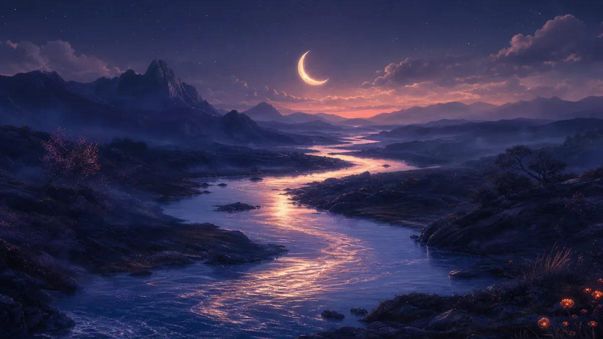 Dreamlike illustration representing the symbol River