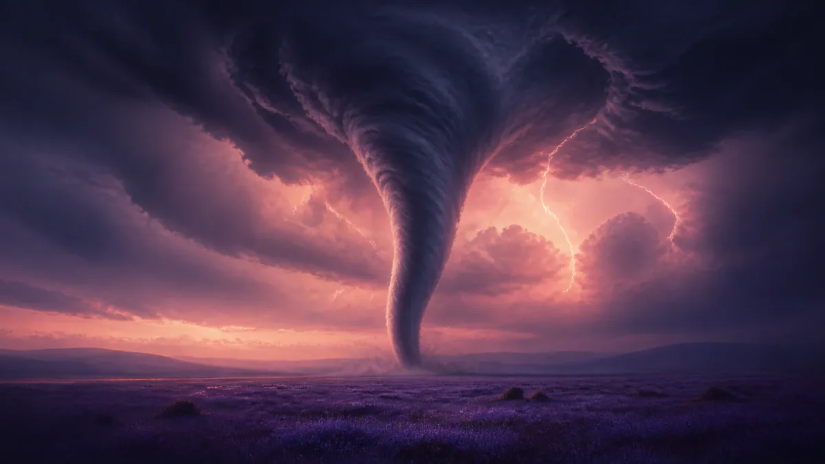 Illustration onirique représentant le symbole Tornade