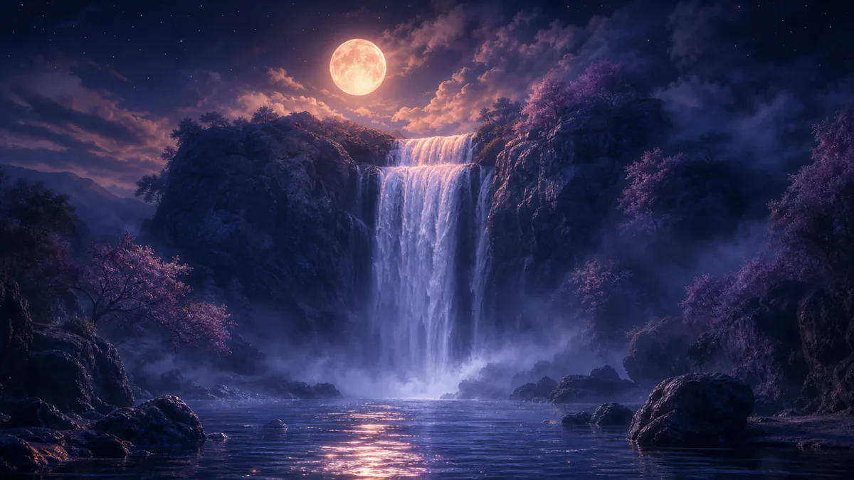 Illustrazione onirica che rappresenta il simbolo Cascata