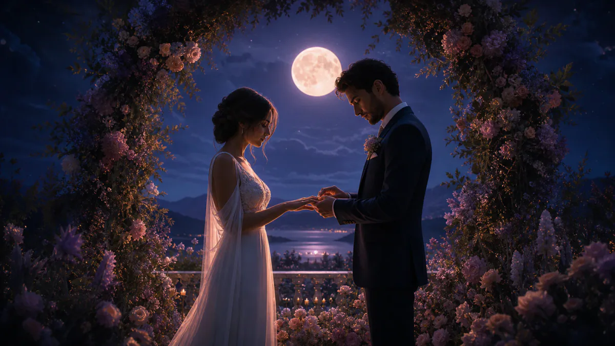Ilustración onírica que representa el símbolo Boda